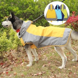 Hooded Dog Raincoat Adjustable Jacket Reflective Waterproof Lightweight