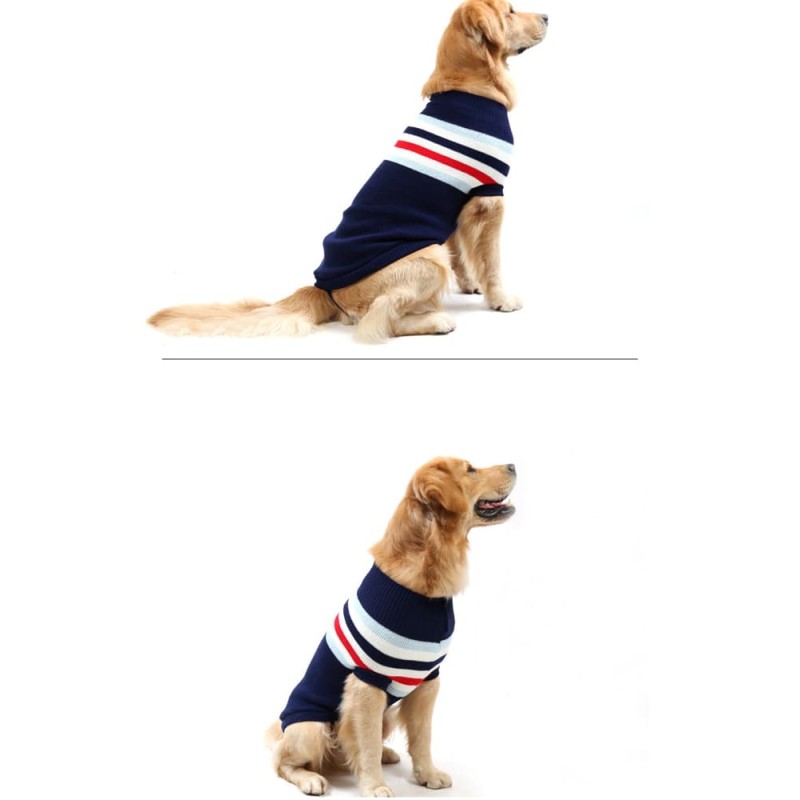 Dog sweater vest with stripes knitted
