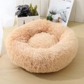Long Plush Round Dog Bed Sleeping