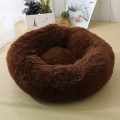 Long Plush Round Dog Bed Sleeping