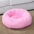 Long Plush Round Dog Bed Sleeping