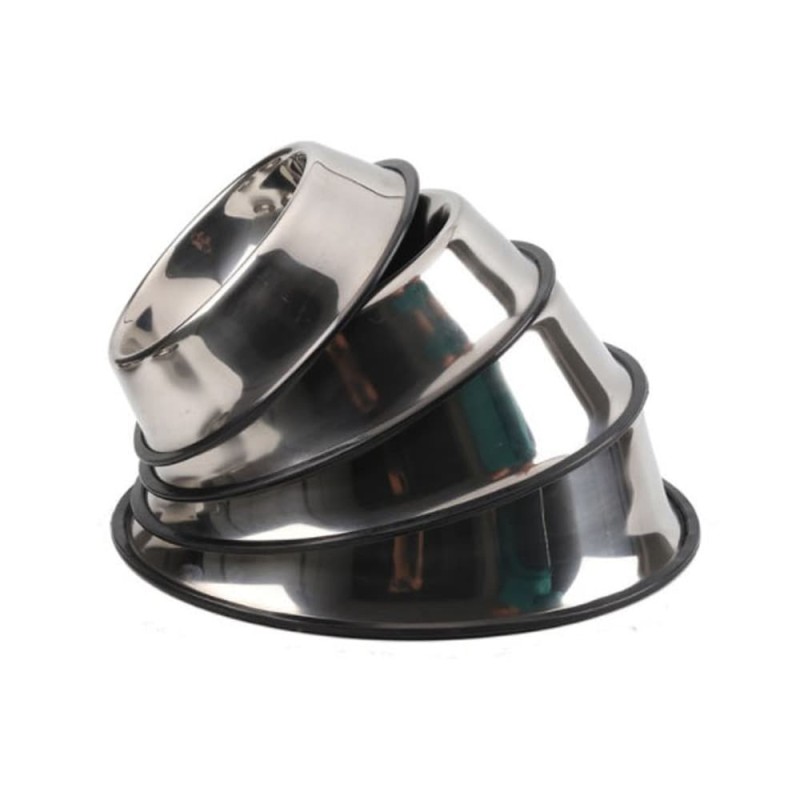 Stainless Steel Dog Bowl with Rubber Base