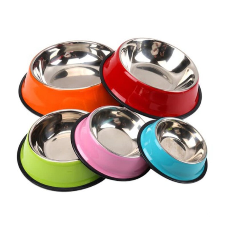 Stainless Steel Dog Bowl with Rubber Base