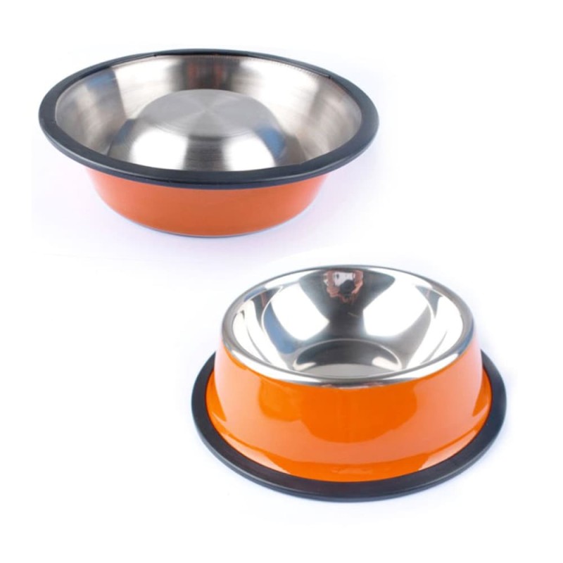 Stainless Steel Dog Bowl with Rubber Base