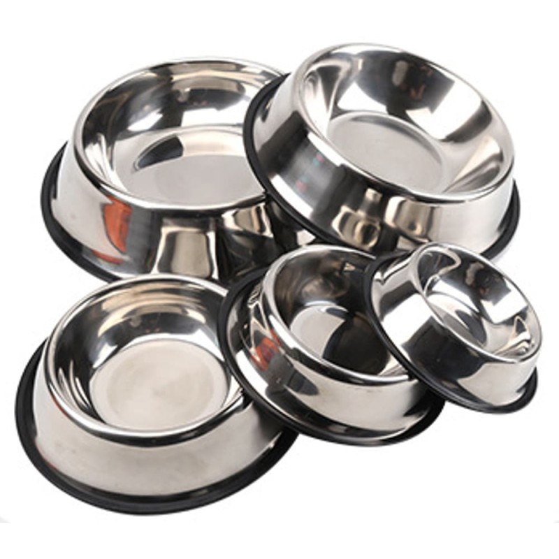 Stainless Steel Dog Bowl with Rubber Base