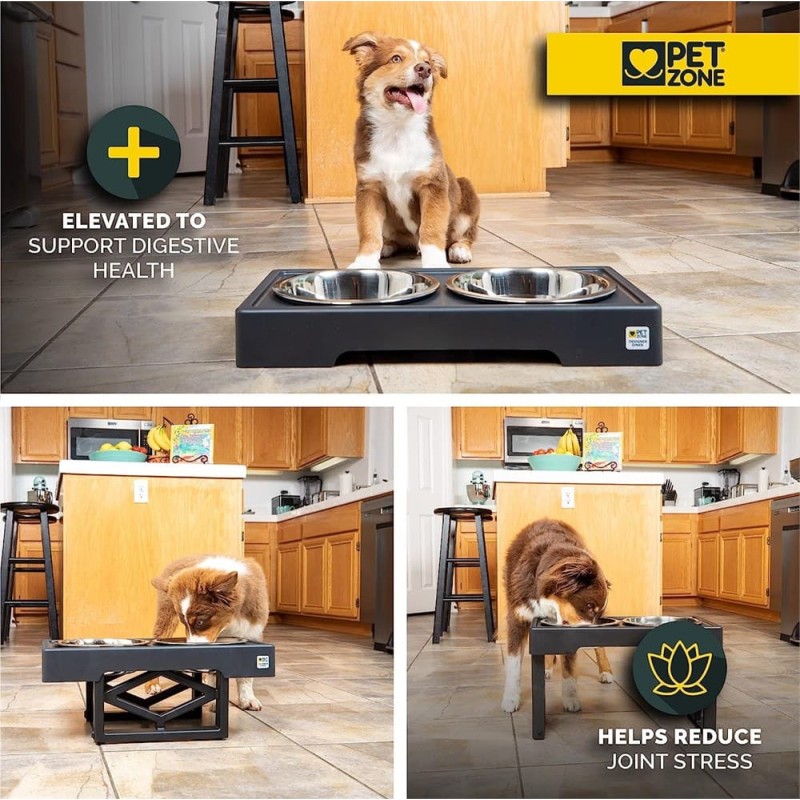 Elevated Dog Bowls Raised Steel Pawprint Feeder
