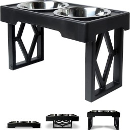 Elevated Dog Bowls Raised Steel Pawprint Feeder