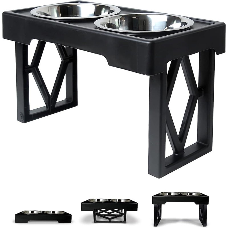 Elevated Dog Bowls Raised Steel Pawprint Feeder