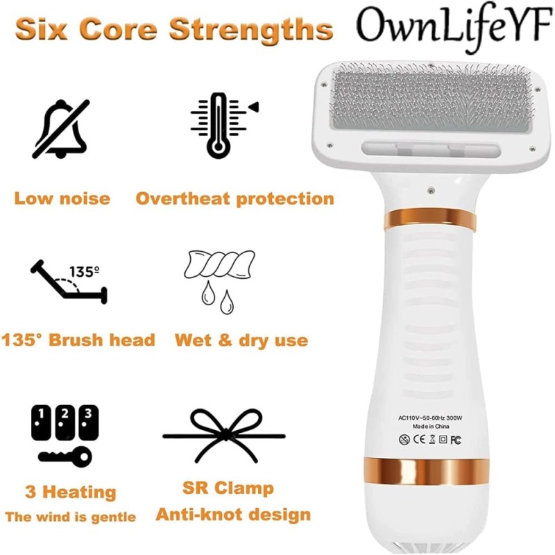 Two-in-one pet hair dryer comb