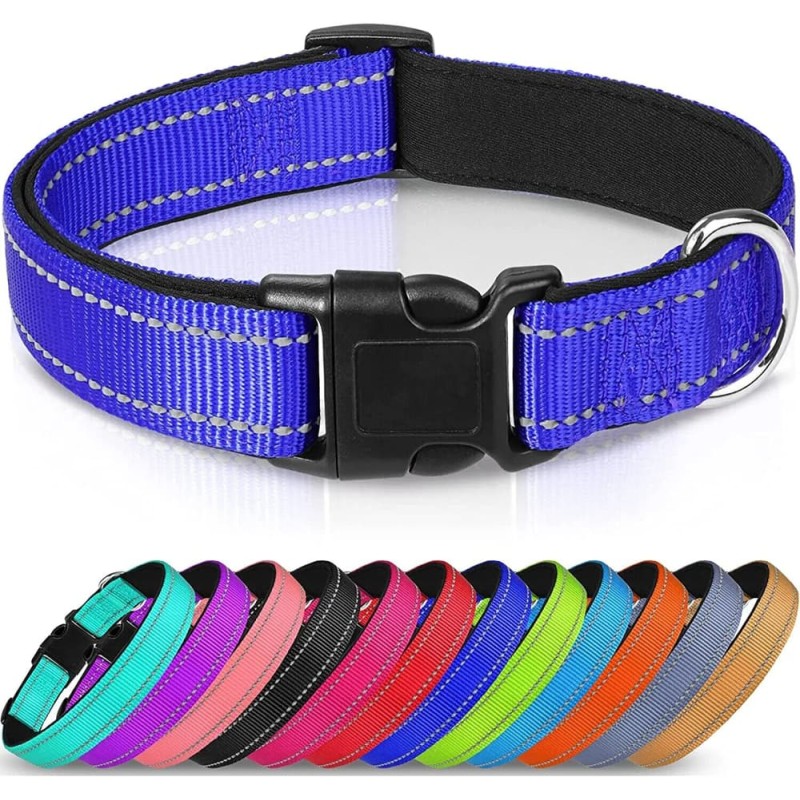 Reflective Neoprene Adjustable Padded Nylon Dog Collar
