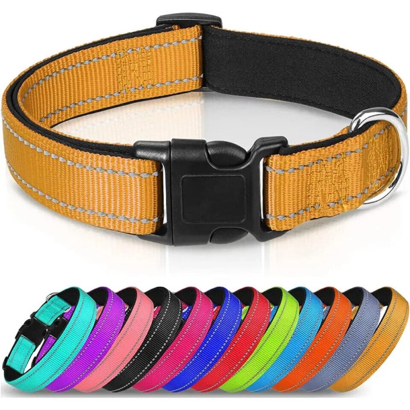 Reflective Neoprene Adjustable Padded Nylon Dog Collar