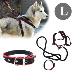 Hand-woven dog rope collar with chest straps