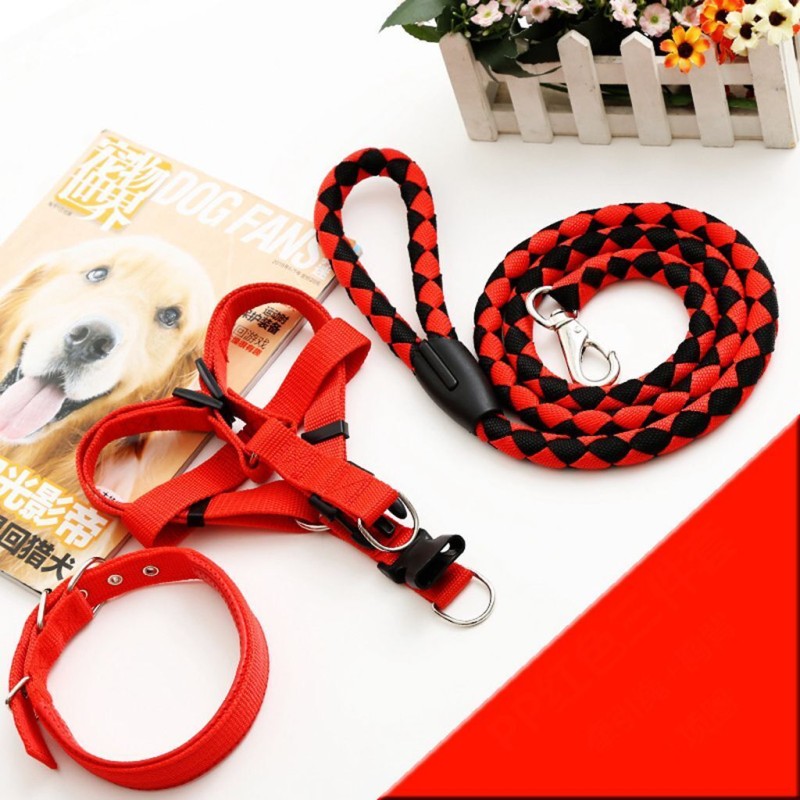 Hand-woven dog rope collar with chest straps