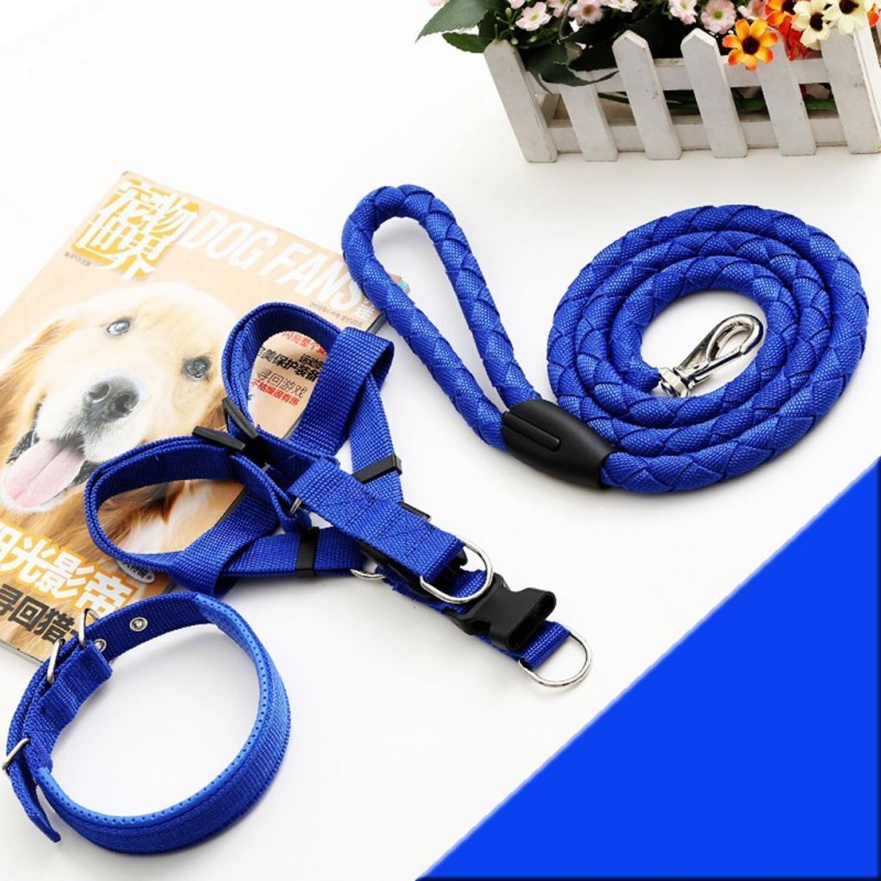 Hand-woven dog rope collar with chest straps