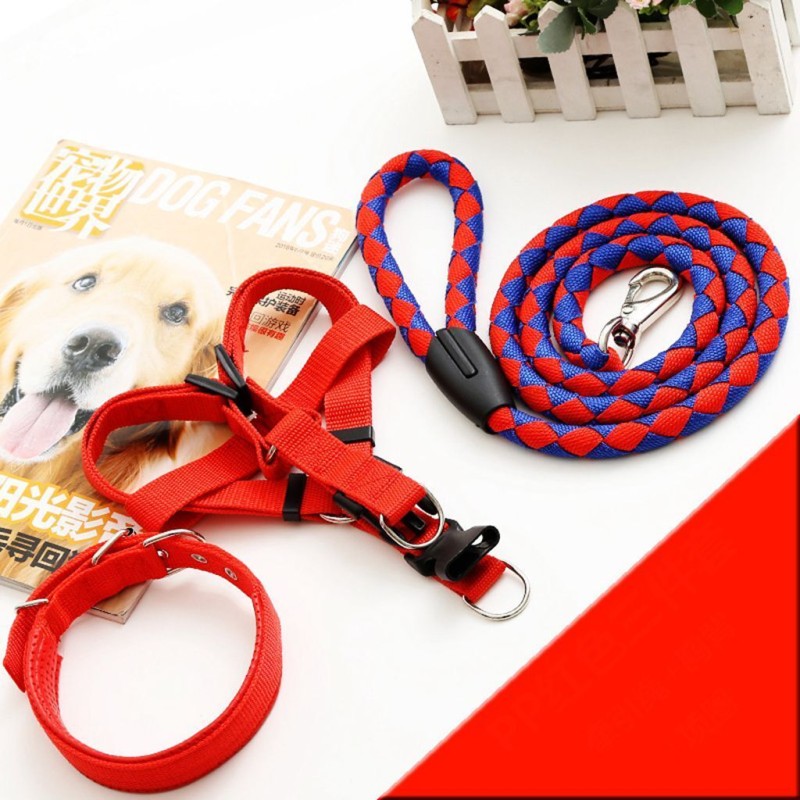 Hand-woven dog rope collar with chest straps