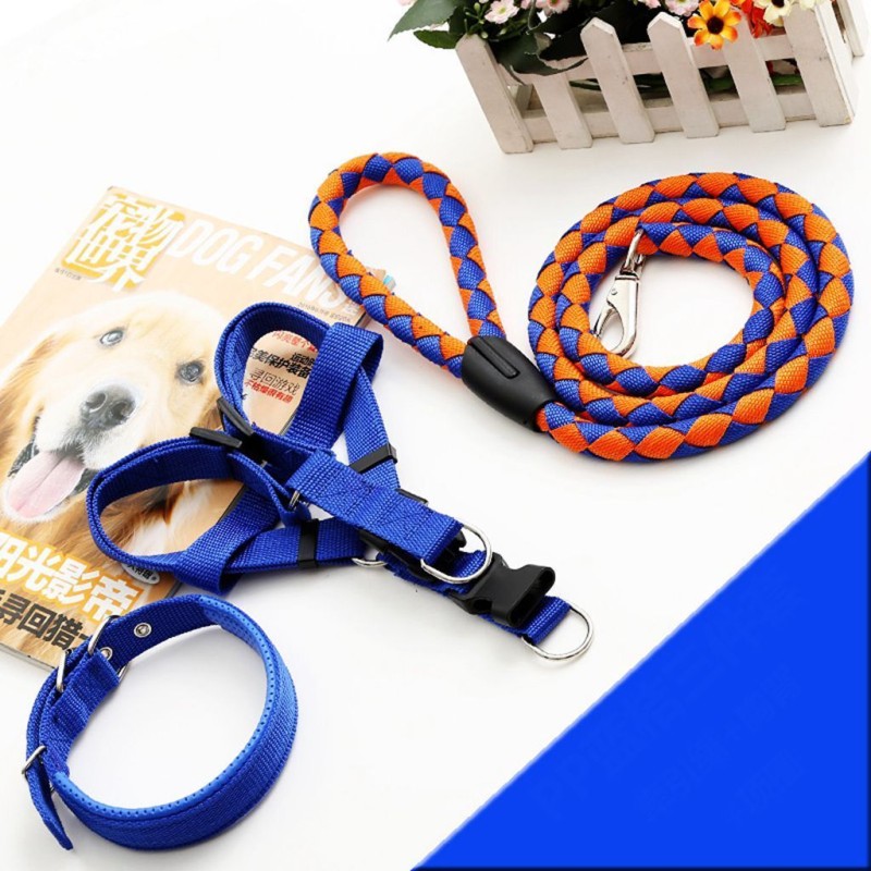 Hand-woven dog rope collar with chest straps