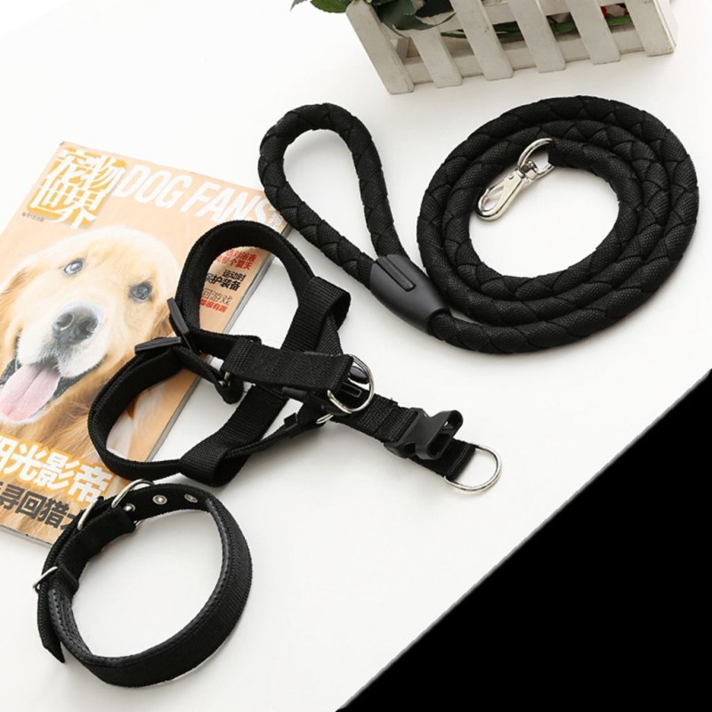 Hand-woven dog rope collar with chest straps