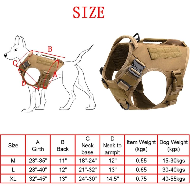 Military Large Dog Harness Pet German Schepper Training Vest