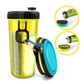 Eco-friendly plastic 2 in 1 pet food water bottle for dog travel