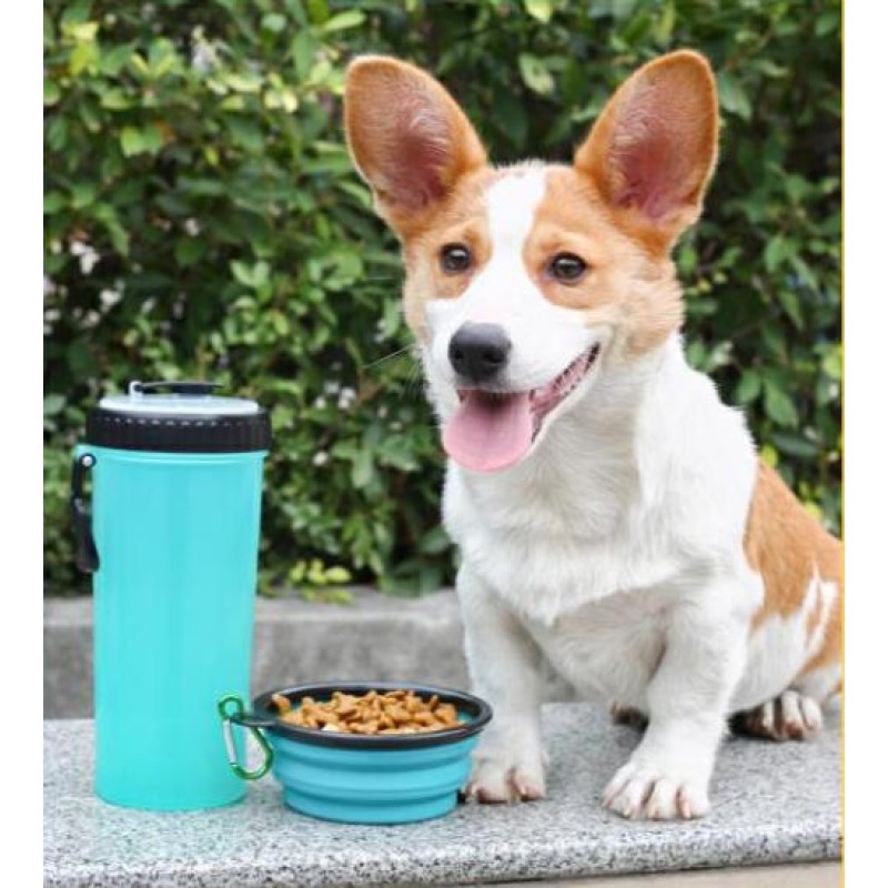 Eco-friendly plastic 2 in 1 pet food water bottle for dog travel