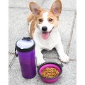 Eco-friendly plastic 2 in 1 pet food water bottle for dog travel