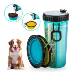 Eco-friendly plastic 2 in 1 pet food water bottle for dog travel