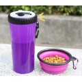 Eco-friendly plastic 2 in 1 pet food water bottle for dog travel