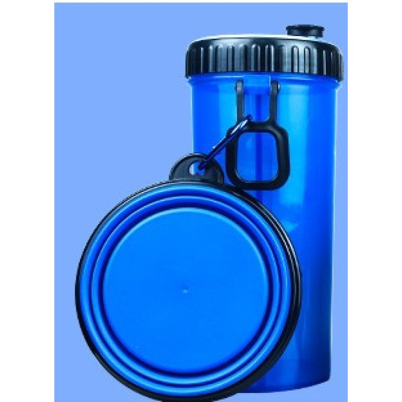 Eco-friendly plastic 2 in 1 pet food water bottle for dog travel