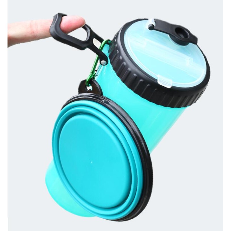 Eco-friendly plastic 2 in 1 pet food water bottle for dog travel